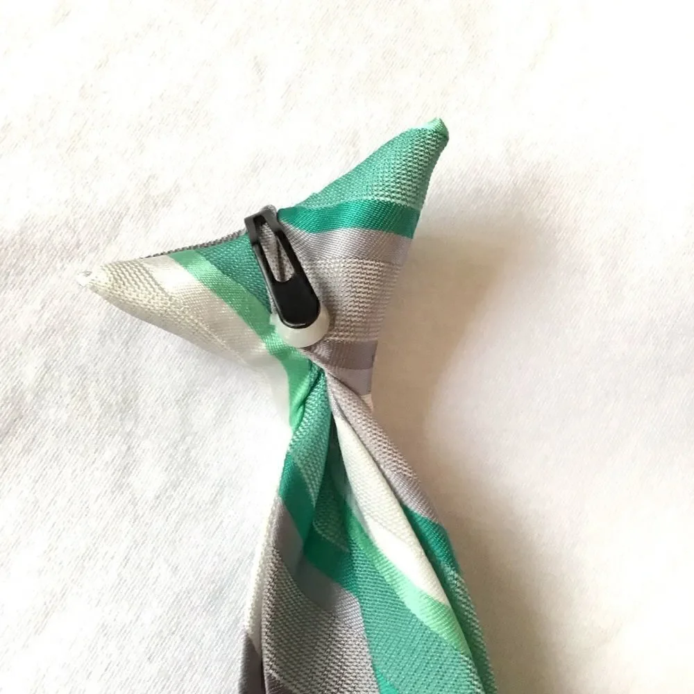Striped Polyester Clip On Tie